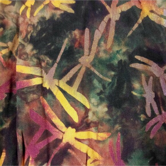 Boho Tunic Mini Dress Dragonfly Print Womens S Colorful Pockets Whimsical - Picture 3 of 9